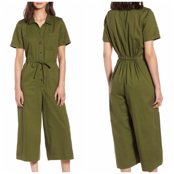 Madewell Pants - Madewell Wide Leg Green Utility Jumpsuit 6